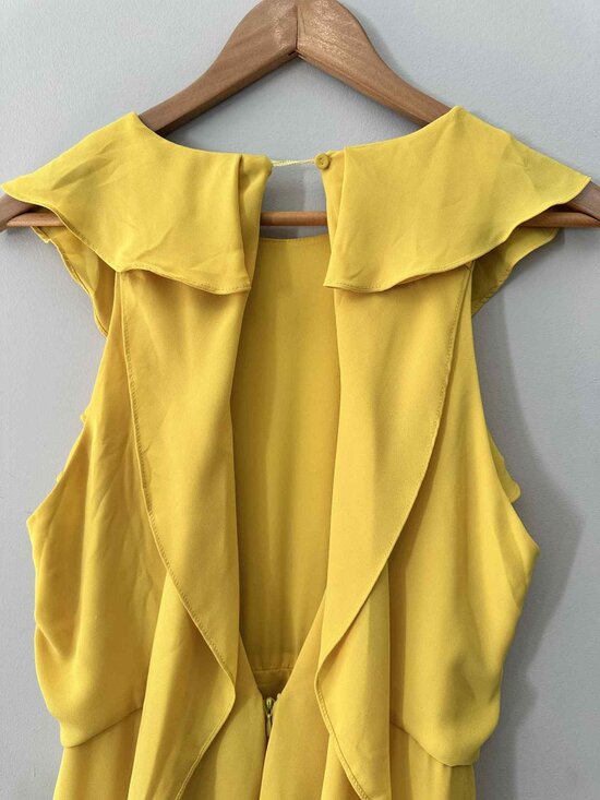 BCBGMAXAZRIA Yellow Ruffle-Sleeve Maxi Dress, Size 8 - Picture 4 of 5